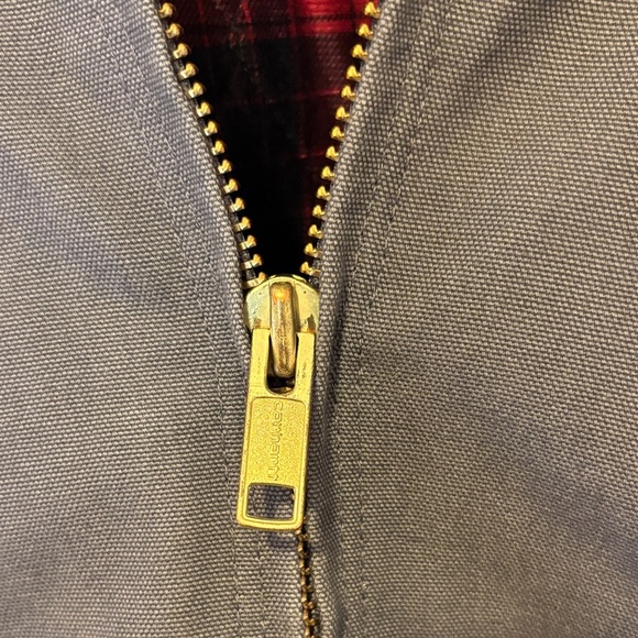 Carhartt Charcoal Hooded Puffer with Red Plaid Lining - Picture 8 of 12